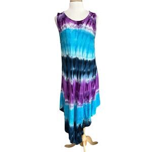 Sita Womens OS Tie Dye Sleeveless Dress Beachy Boho Coastal Casual Coverup